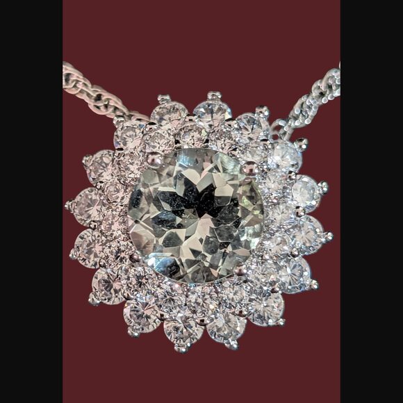 Gold Coast Platinum Plated CZ 8.2mm Flower Pendant 20.5" Chain New - Picture 6 of 7